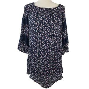 True Craft Blue Pink Green Floral Tunic Top Dress NEW Size XS